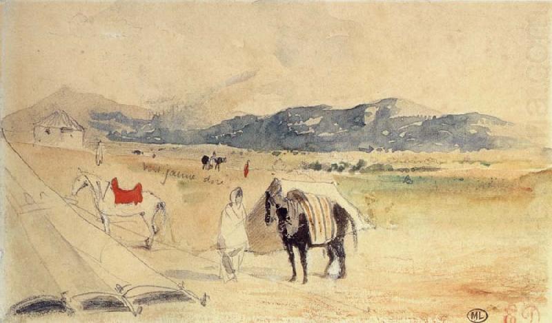 Encampment in Morocco between Tangiers and Meknes, Eugene Delacroix